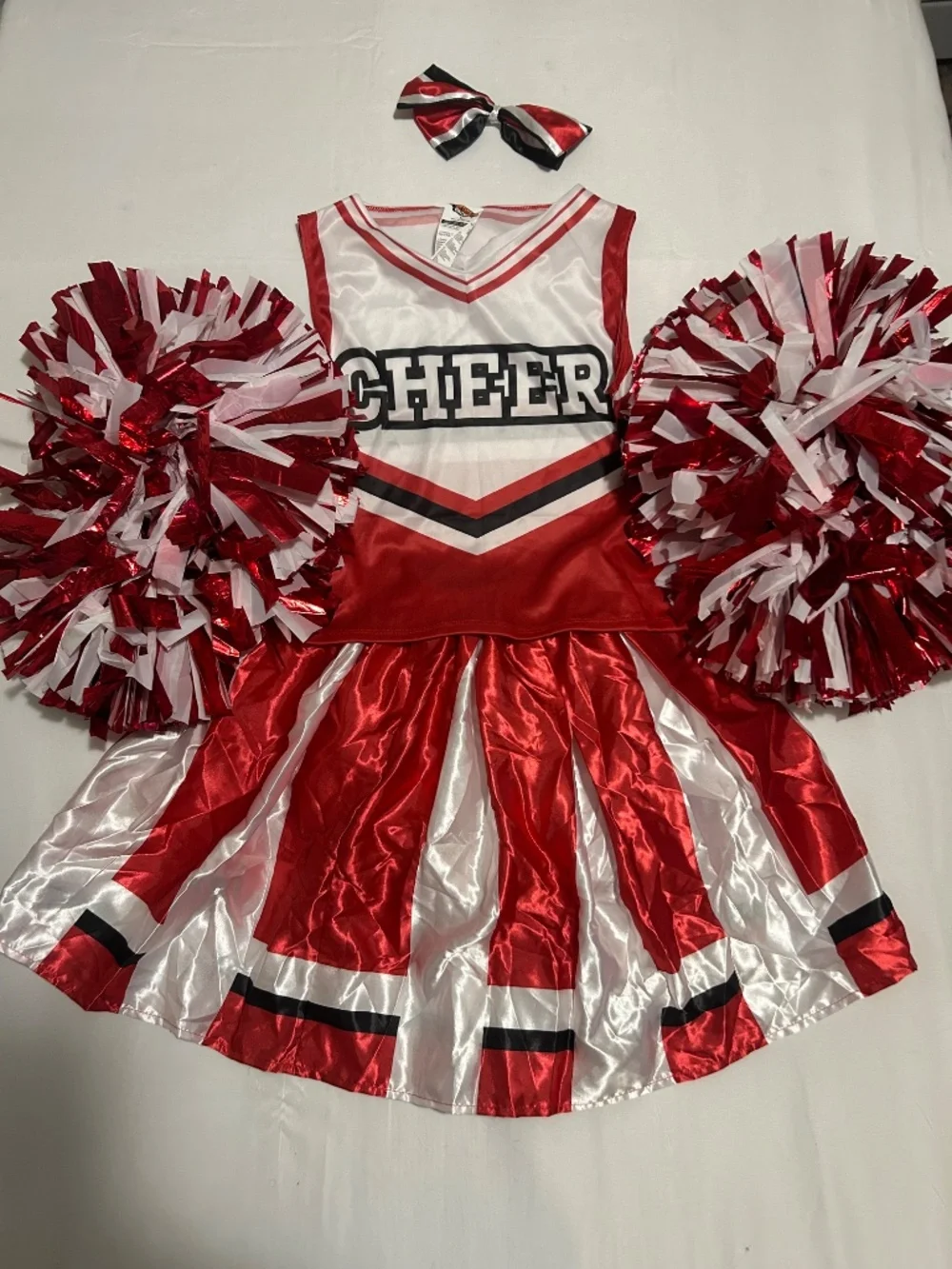 Spooktacular Creations Girls Cheerleader Costume Set Red White Black Large 10-12